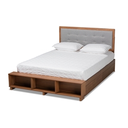 Baxton Studio Cosma Modern Transitional Ash Walnut Brown Finished Wood 4-Drawer Full Size Platform Storage Bed